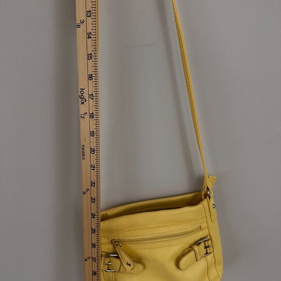 YELLOW CROSSBODY BAG, ,ULTIPLE POCKETS WITH ZIPPERS AND BUCKLE DETAILS - Picture 12 of 14